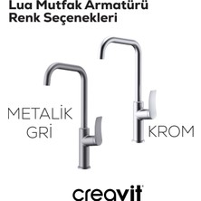 Lua Şelale Mutfak Armatürü Metalik Gri