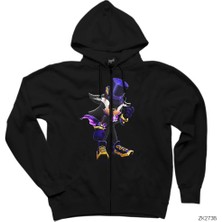 Sonic Wizard Siyah Fermuarlı Kapşonlu Sweatshirt