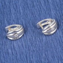 Nusret Takı 925 Ayar Gümüş Oluklu Tektaş Küpe