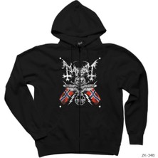 Mayhem Band Logo Siyah Fermuarlı Kapşonlu Sweatshirt