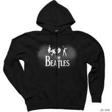 The Beatles Siyah Fermuarlı Kapşonlu Sweatshirt