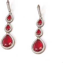 Nusret Takı 925 Ayar Gümüş Damla Yakut ve Zirkon Taşlı Küpe