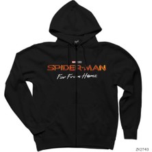 Spiderman Far From Home2 Siyah Fermuarlı Kapşonlu Sweatshirt