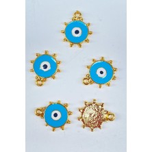 Hayalperest Boncuk Güneş Desenli Metal Kolye Ucu Mavi 1 Adet