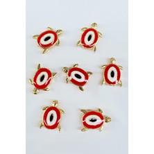 Hayalperest Boncuk Kaplumbağa Nazar Cam Boncuk Kolye Ucu Kırmızı 1 Adet