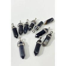 Hayalperest Boncuk Koyu Mor Çivi Akik Doğal Taş Kolye Ucu 1 Adet