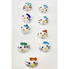 Hayalperest Boncuk Kedi Desenli Cam Boncuk Kolye Ucu Beyaz 1 Adet