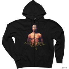 Tupac Shakur Siyah Fermuarlı Kapşonlu Sweatshirt