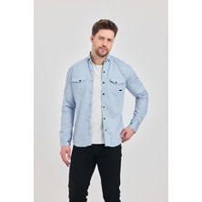 YXC Trend Maker Erkek Mint Slim Fit Dar Kalıp Pamuklu Kot Gömlek