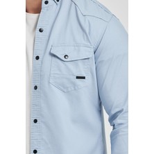 YXC Trend Maker Erkek Mint Slim Fit Dar Kalıp Pamuklu Kot Gömlek