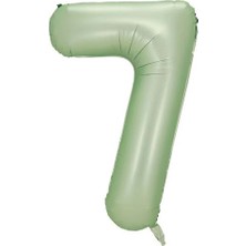 7 Rakam Retro Yeşil Folyo Balon 34 Inç 76  cm