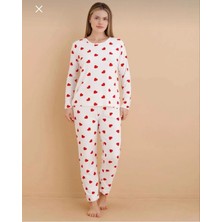 Heart Desen Mevsimlik Viskon Penye Kadın Pijama Takımı-Kalp Desen-Alt Üst Takım -Özel Viskon Kumaş