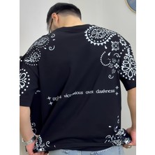Erkek Oversize Baskili T-Shirt Siyah