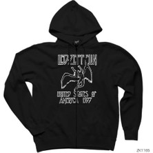 LED Zeppelin 1977 Siyah Fermuarlı Kapşonlu Sweatshirt