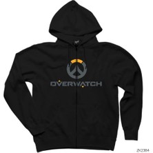 Overwatch Logo 2 Siyah Fermuarlı Kapşonlu Sweatshirt