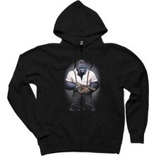 Goril Mafia Siyah Fermuarlı Kapşonlu Sweatshirt
