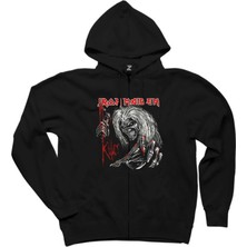 Iron Maiden Scary Zombie Siyah Fermuarlı Kapşonlu Sweatshirt