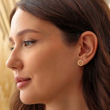 Nusret Takı 925 Ayar Gümüş Halka Küpe, Sarı