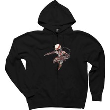 God Of War Kratos Cartoon Siyah Fermuarlı Kapşonlu Sweatshirt