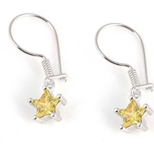 Nusret Takı 925 Ayar Gümüş Yıldız Model Sitrin Taşlı Küpe