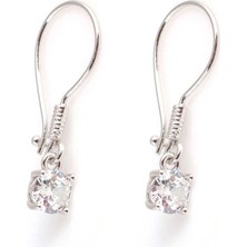 Nusret Takı 925 Ayar Gümüş Yuvarlak Zirkon Taşlı Küpe