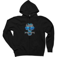 Megadeth Dystopia Skull Siyah Fermuarlı Kapşonlu Sweatshirt