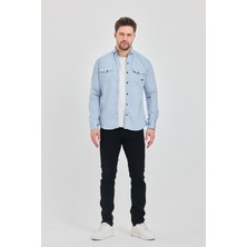 YXC Trend Maker Erkek Mint Slim Fit Dar Kalıp Pamuklu Kot Gömlek