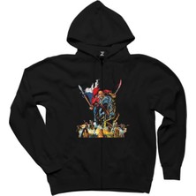 Iron Maiden Warriors Siyah Fermuarlı Kapşonlu Sweatshirt