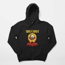 Guns N Roses Hands And Light Siyah Fermuarlı Kapşonlu Sweatshirt