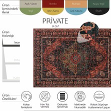 Cool Halı Private Bordo Etnik Desen Otantik Dokuma Şönil Yıkanabilir Eskitme Vintage Göbekli Salon Halısı