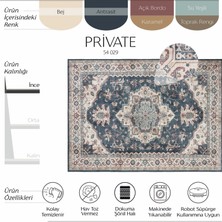 Cool Halı Private Bej Etnik Desenli Otantik Dokuma Şönil Yıkanabilir Eskitme Vintage Göbekli Salon Halısı