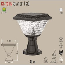 Cata CT-7315 Solar Bahçe Set Üstü Armatür Aydınlatma Lamba Işık Beyaz 6500K 30W Dış Mekan Açık Alan Güneş Enerjili