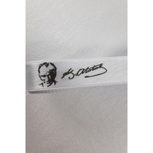 Ulutaş Beyaz K.atatürk Desenli Saten Kurdele