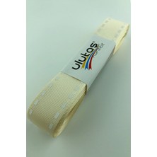 Ulutaş Krem Şerit Baskılı Grogren Kurdele 2,5 cm