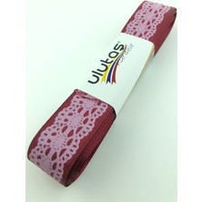 Ulutaş Koyu Bordo Desenli Saten Kurdele 2,5 cm