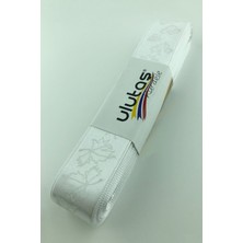 Ulutaş Beyaz Yaprak Baskılı Saten Kurdele 2,5 cm