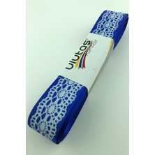 Saks Mavi Dantel Baskılı Grogren Kurdele 2,5 cm