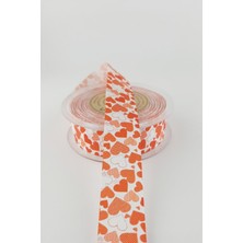 Ulutaş Kırmızı Kalp Desenli Grogren Kurdele 2,50 cm 20 mt