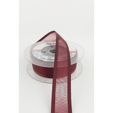 Bordo Geniş Organzeli Saten Kurdele 20 mt