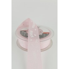 Açık Pembe Hoş Geldin Bebek Baskılı Grogren Kurdele 2,50 cm 20 mt