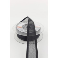 Siyah Geniş Organzeli Saten Kurdele 20 mt