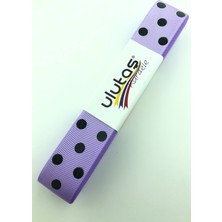 Ulutaş Lila Siyah Puantiyeli Grogren Kurdele 2.5 cm