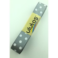 Ulutaş Gri Beyaz Puantiyeli Grogren Kurdele 2.5 cm