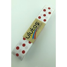 Ulutaş Kırmızılı Beyazlı Puantiyeli Grogren Kurdele 2.5 cm