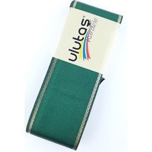 Ulutaş Koyu Yeşil Gold Simli Saten Kurdele 6 cm 10 mt