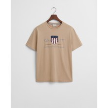 Gant Erkek Bej Regular Fit Bisiklet Yaka Logolu T-Shirt 2003199.277