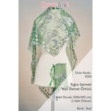 Tuğra Işlemeli Yeşil Damat Örtüsü (Pul Işlemeli)
