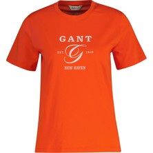 Gant Kadın Turuncu Regular Fit Bisiklet Yaka Logolu T-Shirt 4200563.651