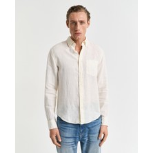 Gant Erkek Krem Regular Fit Düğmeli Yaka Keten Gömlek 3240120.130