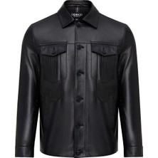 Derimod Axel Erkek Siyah Deri Ceket 25SGE65691M